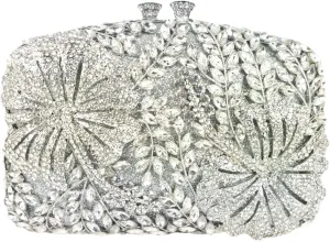 Boutique De FGG Flower Evening Bags for Formal Party Floral Crystal Clutch Purse Bridal Wedding Handbags