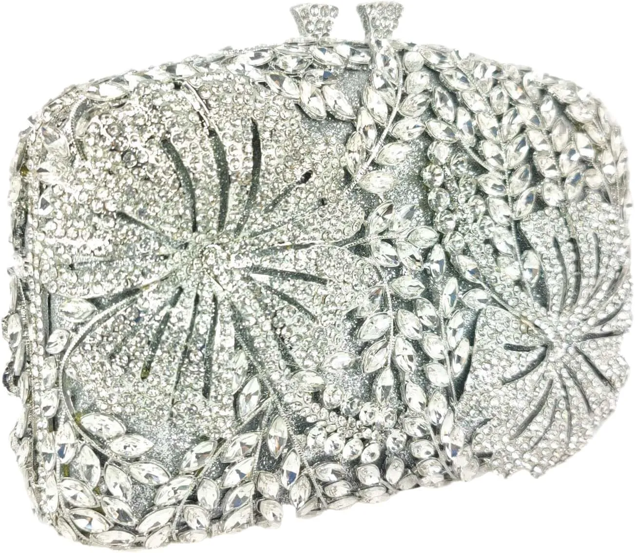 Boutique De FGG Flower Evening Bags for Formal Party Floral Crystal Clutch Purse Bridal Wedding Handbags