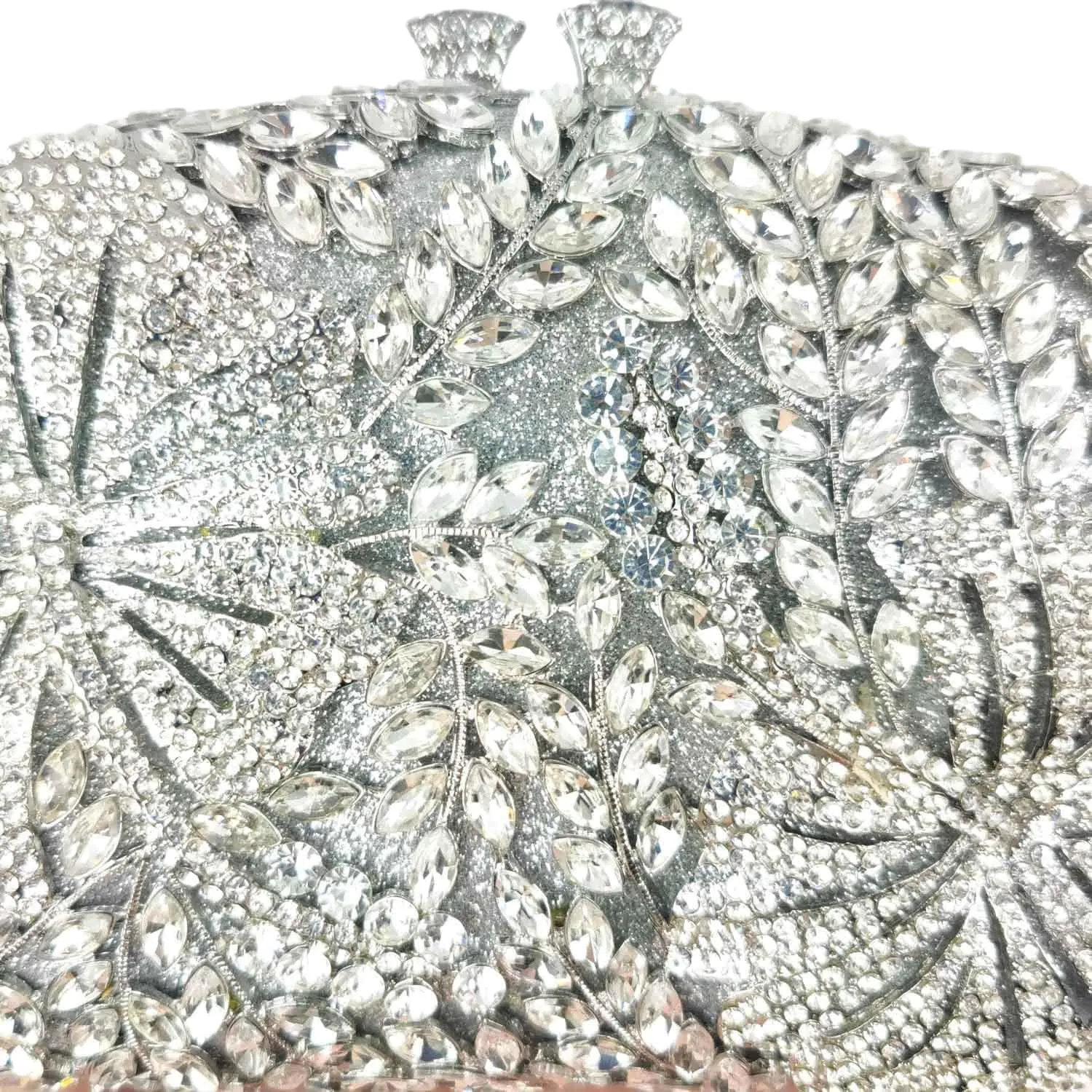Boutique De FGG Flower Evening Bags for Formal Party Floral Crystal Clutch Purse Bridal Wedding Handbags