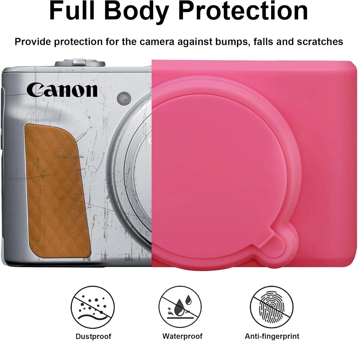 BOVKE Silicone Camera Case for Canon PowerShot SX740/ SX730 Digital Camera, SX740 Camera Soft Case Cover Rubber Camera Sleeve with Removable Lens Cover, Peach Pink