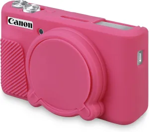 BOVKE Silicone Camera Case for Canon PowerShot SX740/ SX730 Digital Camera, SX740 Camera Soft Case Cover Rubber Camera Sleeve with Removable Lens Cover, Peach Pink