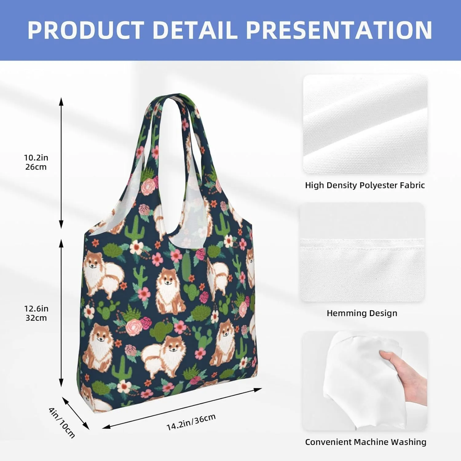 Boxer Dogs Rose Flower Floral Canvas Tote Bags For Grocery Shopping Reusable Cloth Bags Soft Shoulder Bag