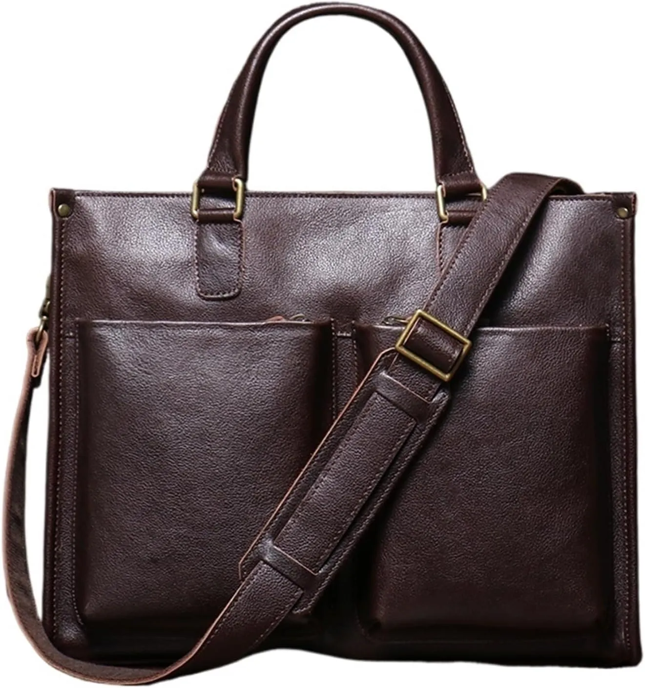 Briefcases Executive Briefcase Male Lawyer Handbag Business Crossbody Real Leather Portfolio Computer Bag(Coffee)