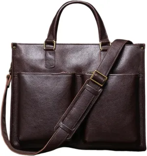 Briefcases Executive Briefcase Male Lawyer Handbag Business Crossbody Real Leather Portfolio Computer Bag(Coffee)