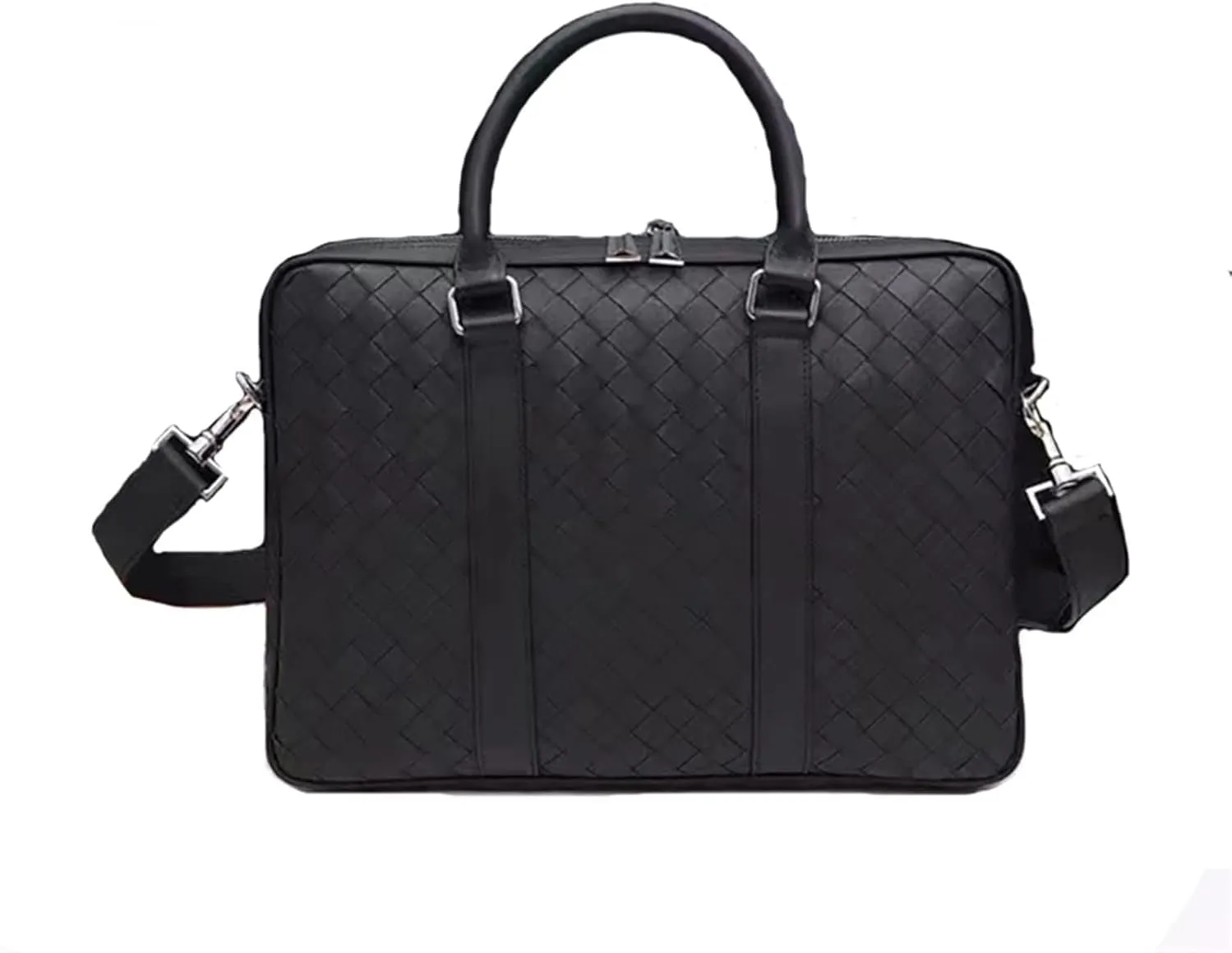Briefcases for men Calfskin Briefcase Men Laptop Bag Business Leather Woven Handbag or Cross-Body Classical