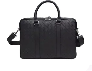 Briefcases for men Calfskin Briefcase Men Laptop Bag Business Leather Woven Handbag or Cross-Body Classical