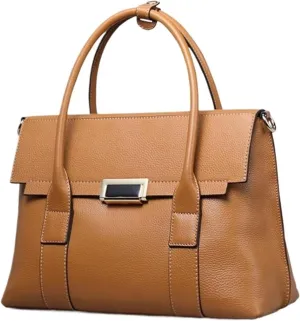 Briefcases Genuine Leather Briefcase Women Handbags Large Capacity Ladies Fashion Shoulder Messenger Bags(Brown)