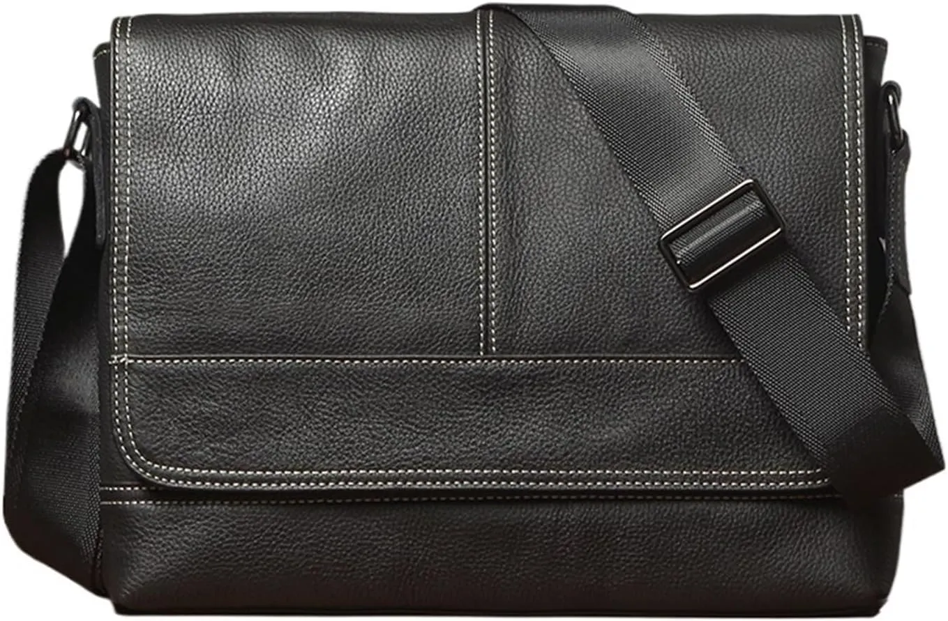 Briefcases Men's Genuine Leather Trendy Shoulder Bag Horizontal Casual Fashion Crossbody Bag Messenger Bags