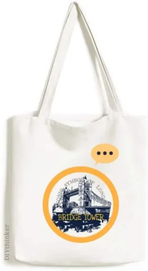 Britain UK London Bridge Tower Graffiti Expression Gift Sack Canvas Tote Shoulder Bag