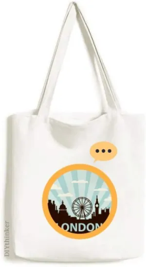 Britain UK London Eye Outline United Kingdom Expression Gift Sack Canvas Tote Shoulder Bag
