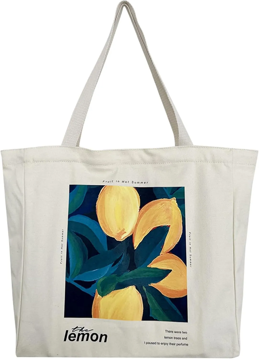 BROADREAM Canvas Tote Bag Aesthetic Shoulder Bag with Zippers and Interior Pocket