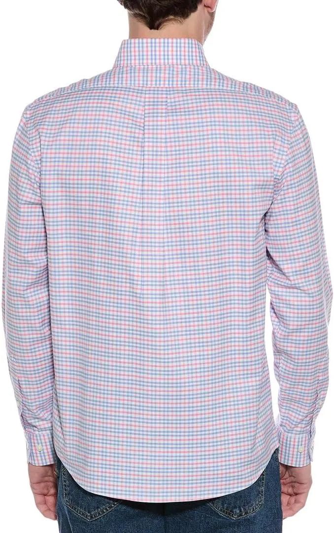 Brooks Brothers Mens Regular Fit All Cotton Mixed Plaid Embroidered Dress Shirt,