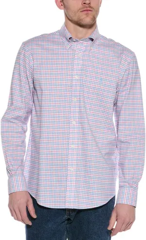 Brooks Brothers Mens Regular Fit All Cotton Mixed Plaid Embroidered Dress Shirt,