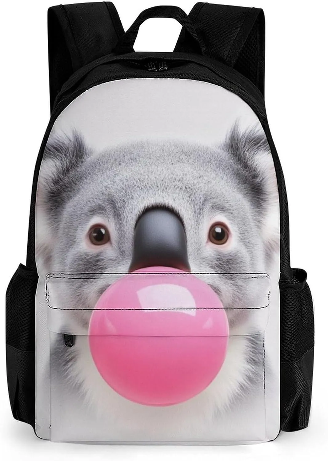 Bubble Gum Cute Funny Koala Daypack Backpack Polyester Anti-Theft Multipurpose Bookbag Big Capacity Travel Hiking & Camping Rucksack With Smooth Zippers