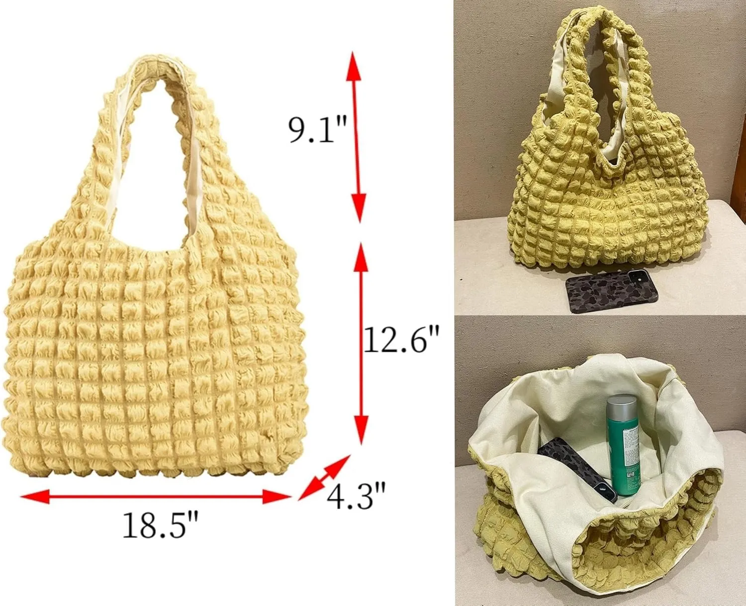 Bubble Large Shoulder Bags for Women Puff Tote Handbag and Purse Cloud Casual Shopping Travel Bag Lightweight