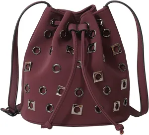 Bucket Bags for Women, Studded Purse Mini Leather Hobo Bag Y2K Trendy Studded Crossbody Bucket Handbags
