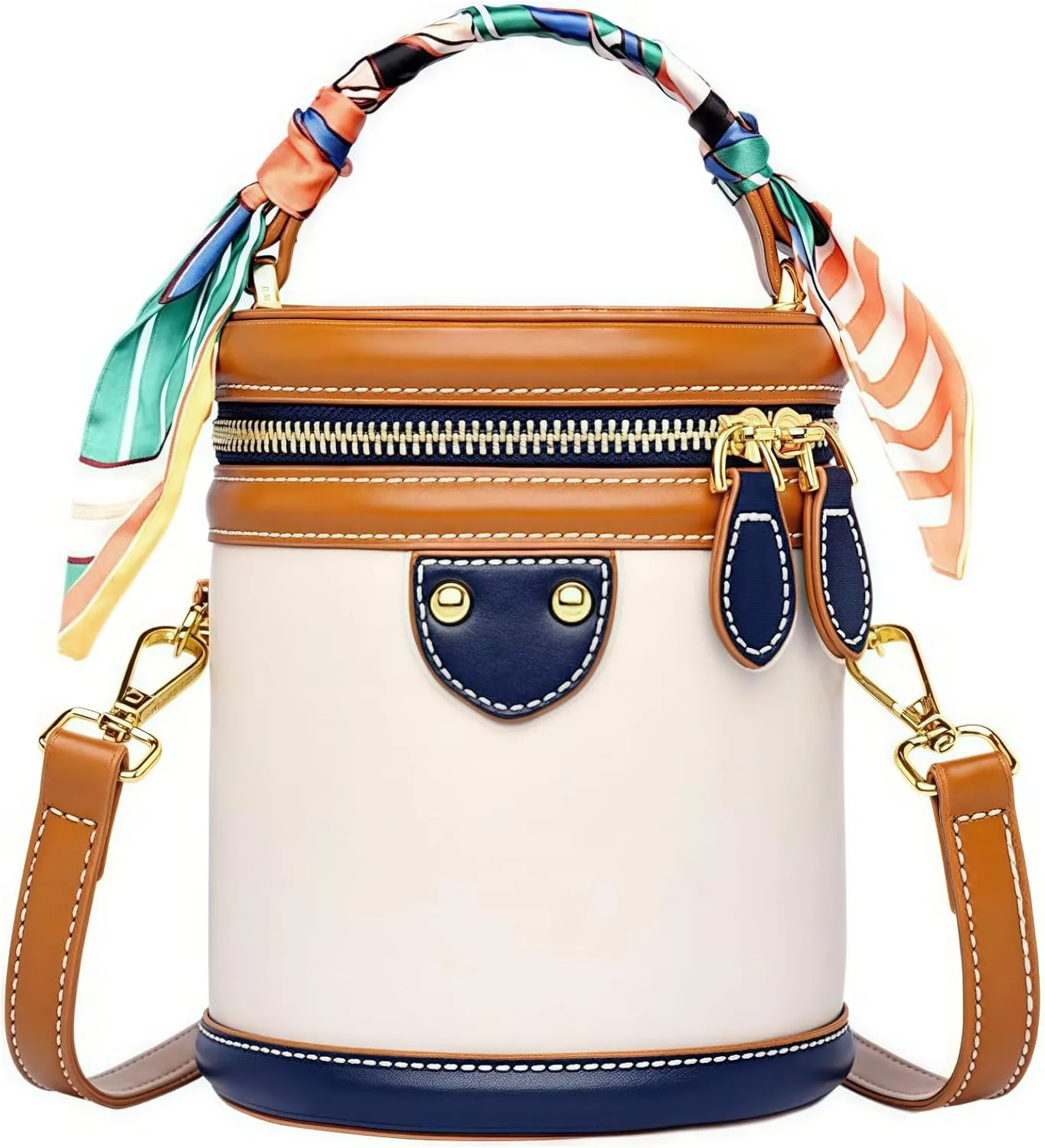 Bucket Bags for Women,2025 New Colorblock Bucket Bag,Fashionable Leather Bucket Bag,Casual Crossbody Bags for Women,Suitable for Beach Wedding Party Holiday Travel.