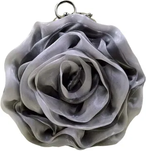 Buddy Women Rose Shaped Clutch Soft Satin Wristlet Handbag Wedding Party Purse
