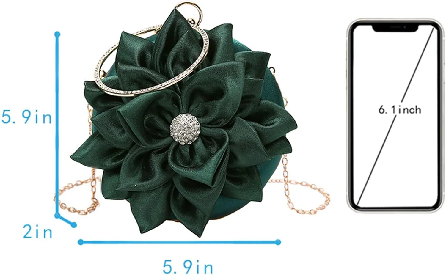 Buddy Women Rose Shaped Clutch Soft Satin Wristlet Handbag Wedding Party Purse