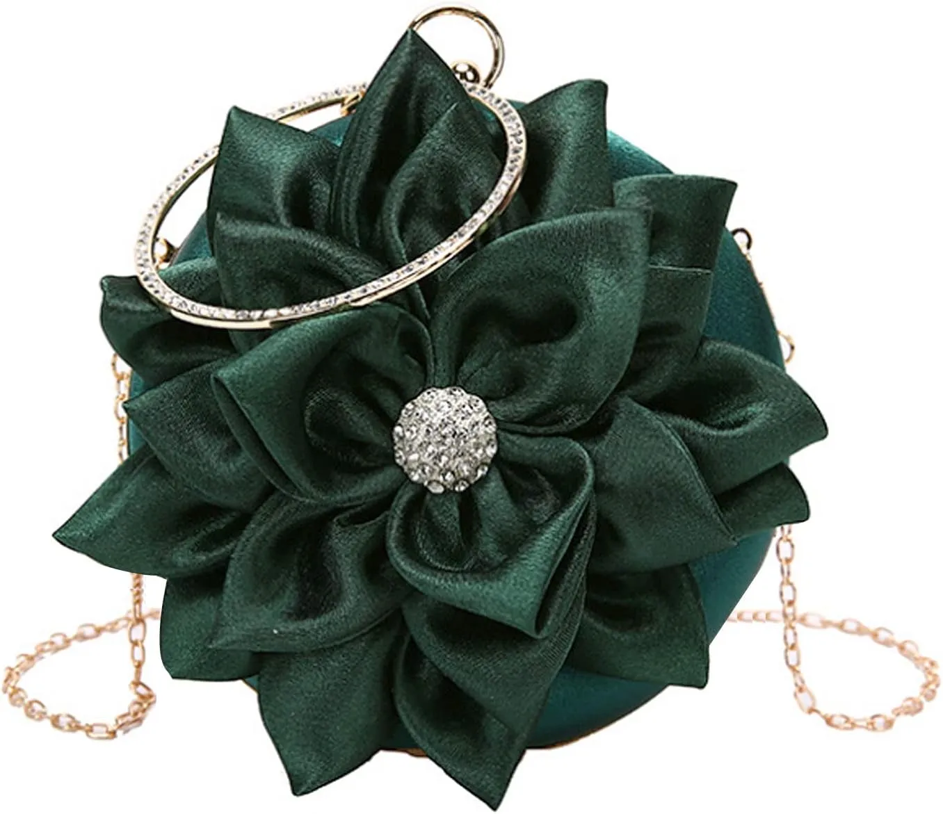 Buddy Women Rose Shaped Clutch Soft Satin Wristlet Handbag Wedding Party Purse