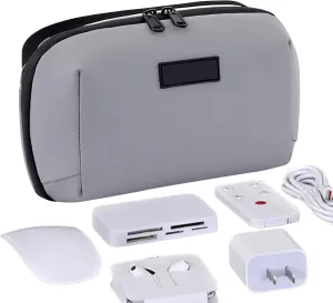 Cable Organiser Bag - Electronic Travel Organizer | Travel Accessories Bag | Portable Protective Padding Zippered Tech Bag Shockproof for Business Trip Daily Commute Flight Airplane, Gray, Refer to