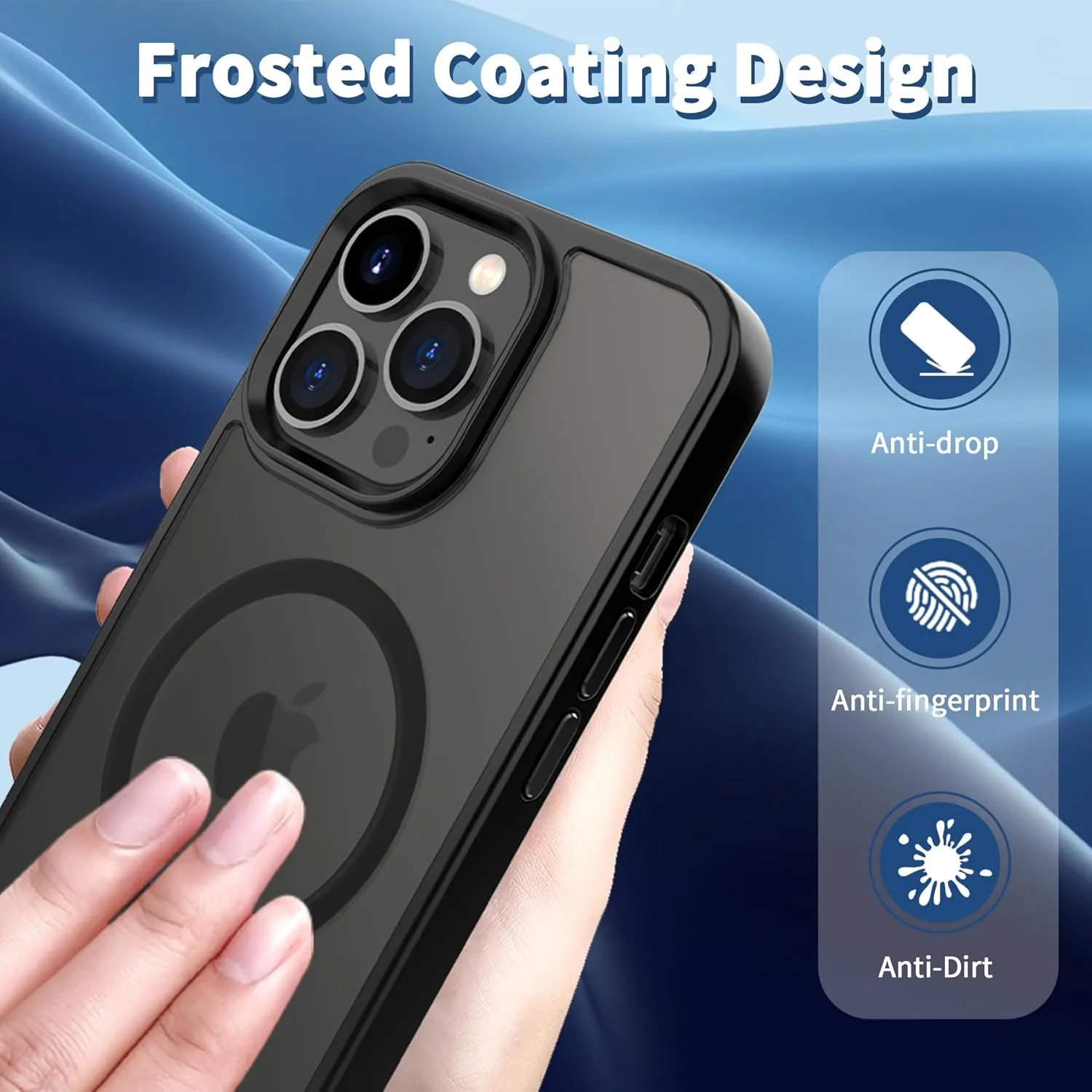 CACOE Magnetic Case for iPhone 13 Pro 6.1 inch-Compatible with MagSafe & Magnetic Car Phone Mount,Anti-Fingerprint TPU Thin Phone Cases Cover Protective Shockproof (Matte Black)