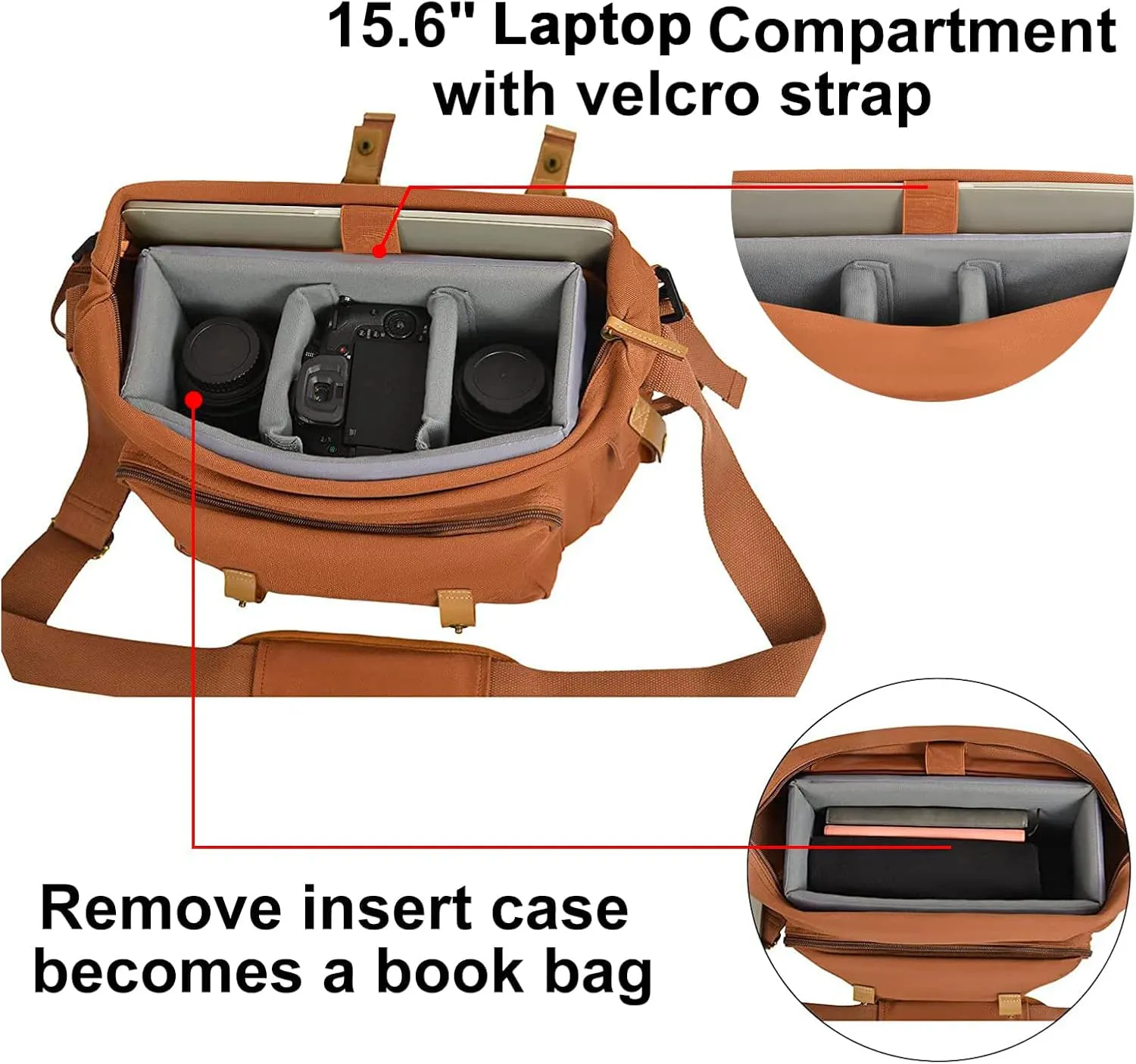 CADeN Camera Bag Case Canvas Compatible for Nikon, Canon, Sony DSLR/SLR Mirrorless Camera with Tripod Holder, Camera Shoulder Messenger Bag for Men/Women (3.0 Coffee)