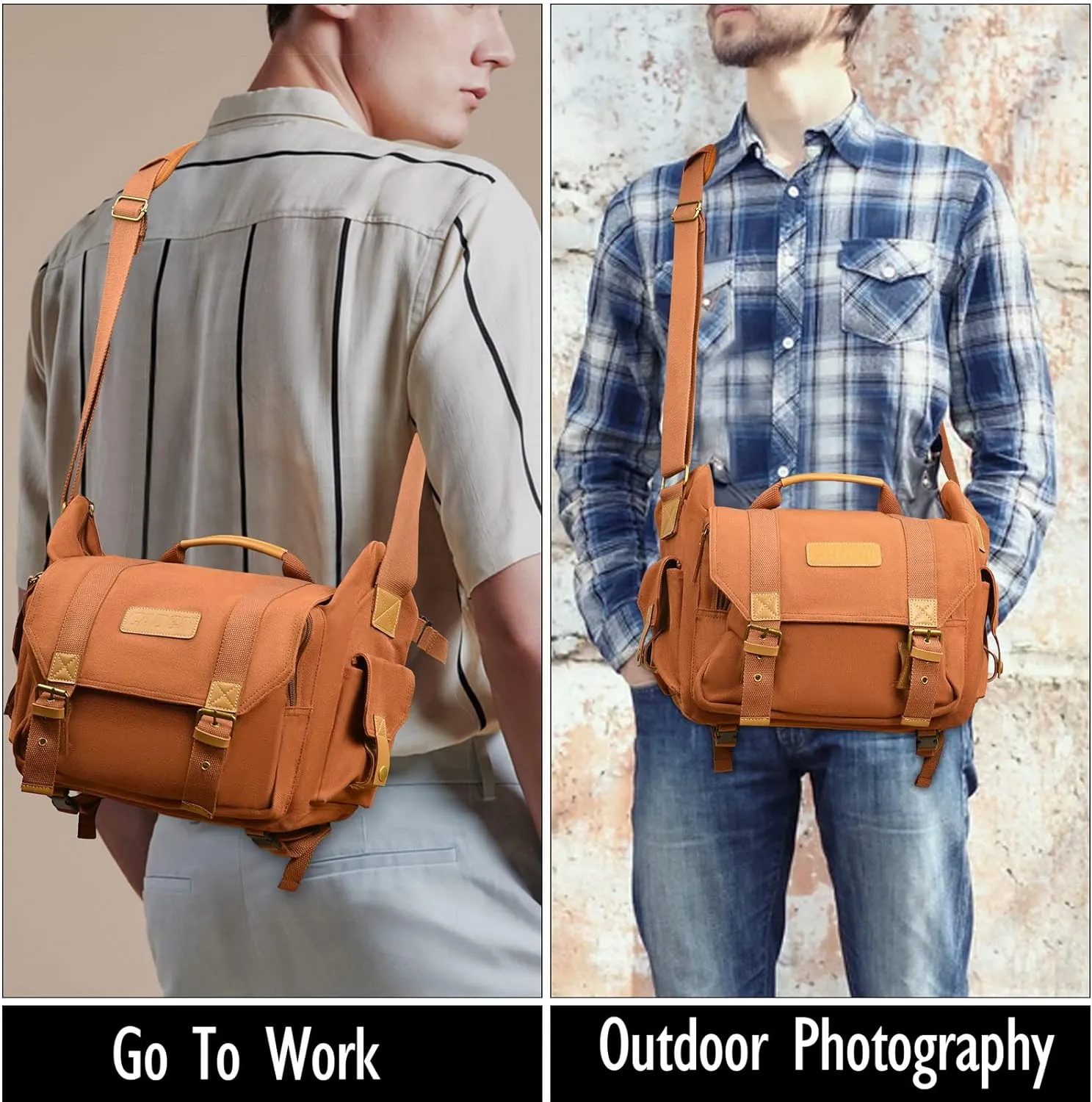 CADeN Camera Bag Case Canvas Compatible for Nikon, Canon, Sony DSLR/SLR Mirrorless Camera with Tripod Holder, Camera Shoulder Messenger Bag for Men/Women (3.0 Coffee)