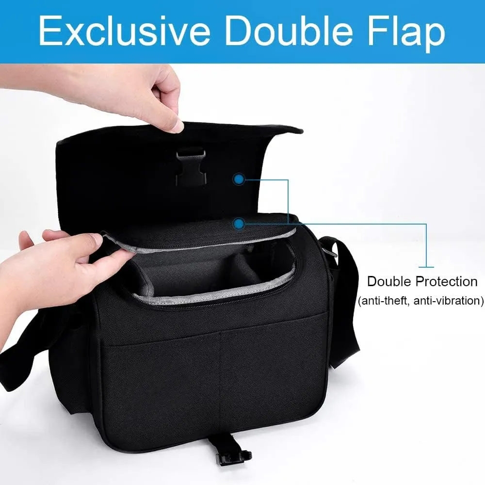 CADeN Camera Bag Case Shoulder Crossbody Bag Compatible for Nikon, Canon, Sony, DSLR SLR Mirrorless Cameras and Lenses (1.0 Black, Large)