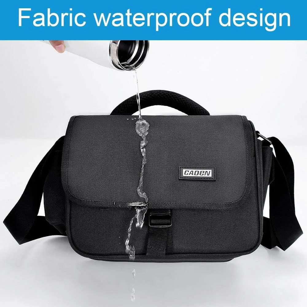 CADeN Camera Bag Case Shoulder Crossbody Bag Compatible for Nikon, Canon, Sony, DSLR SLR Mirrorless Cameras and Lenses (1.0 Black, Large)
