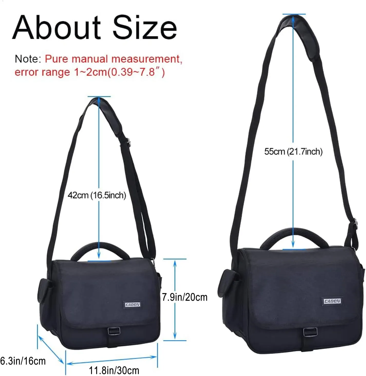 CADeN Camera Bag Case Shoulder Crossbody Bag Compatible for Nikon, Canon, Sony, DSLR SLR Mirrorless Cameras and Lenses (1.0 Black, Large)