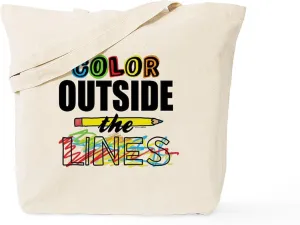 CafePress Color Outside The Lines Reusable Natural Beige Canvas Shopping Bag