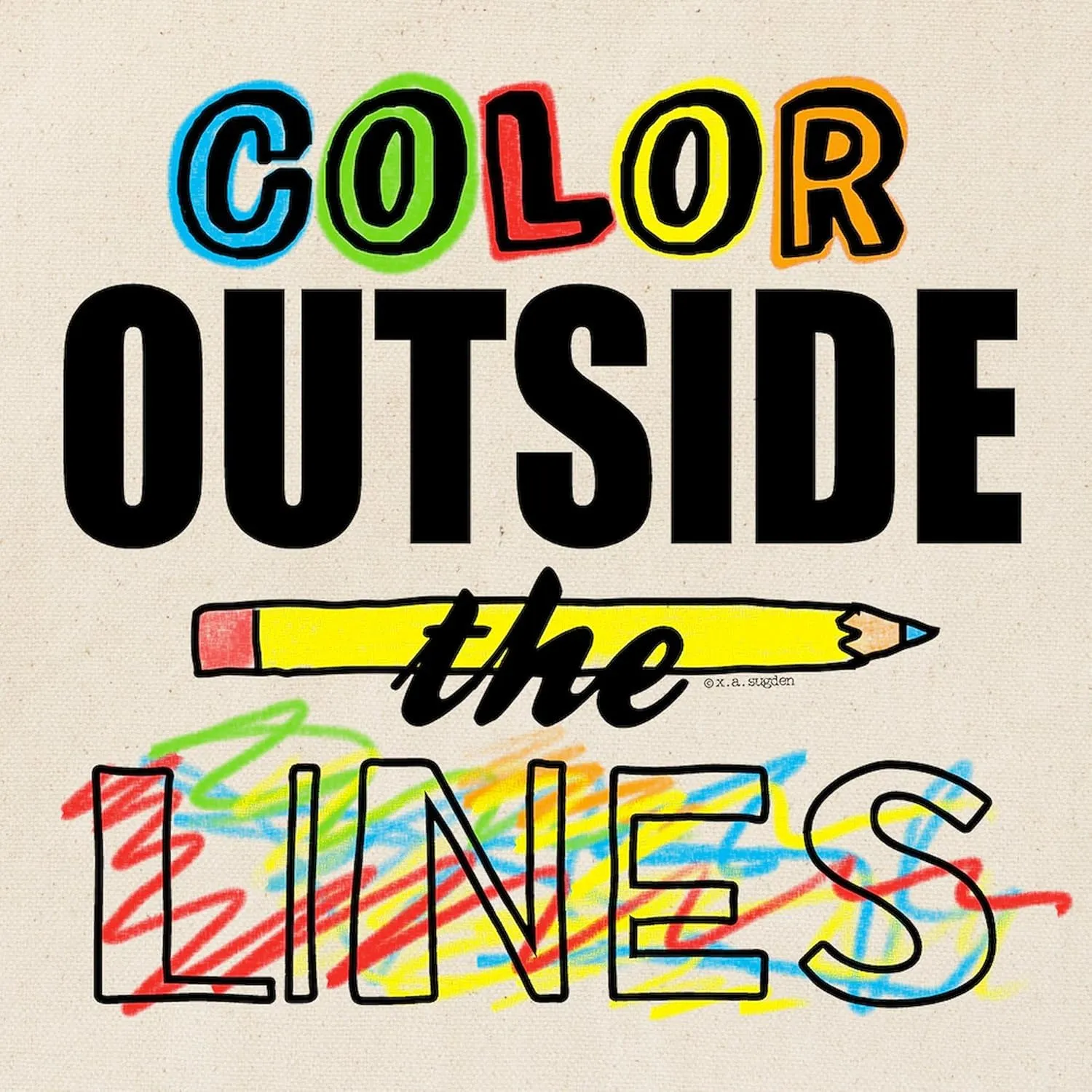 CafePress Color Outside The Lines Reusable Natural Beige Canvas Shopping Bag