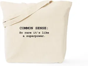 CafePress Common Sense Tote Bag Reusable Natural Beige Canvas Shopping Bag