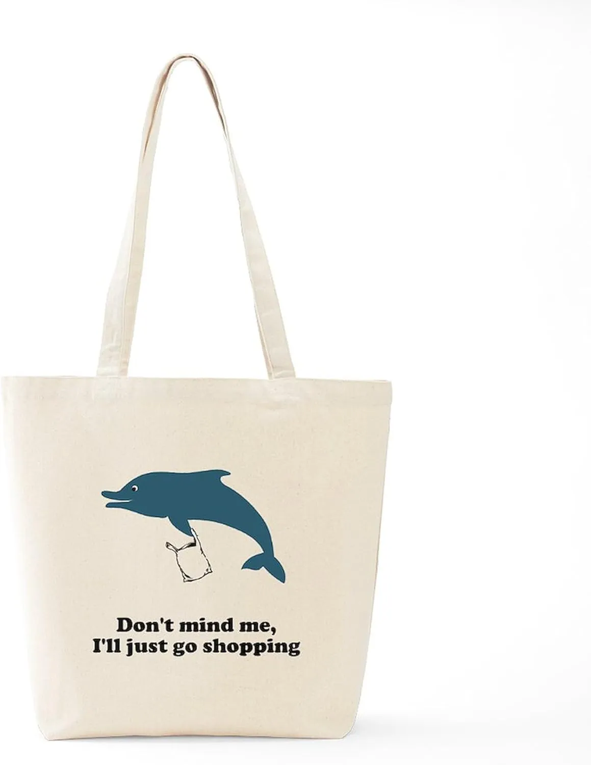 CafePress Dolphins Plastic Bags Shirt F Tote Bag Natural Canvas Tote Bag, Reusable Shopping Bag