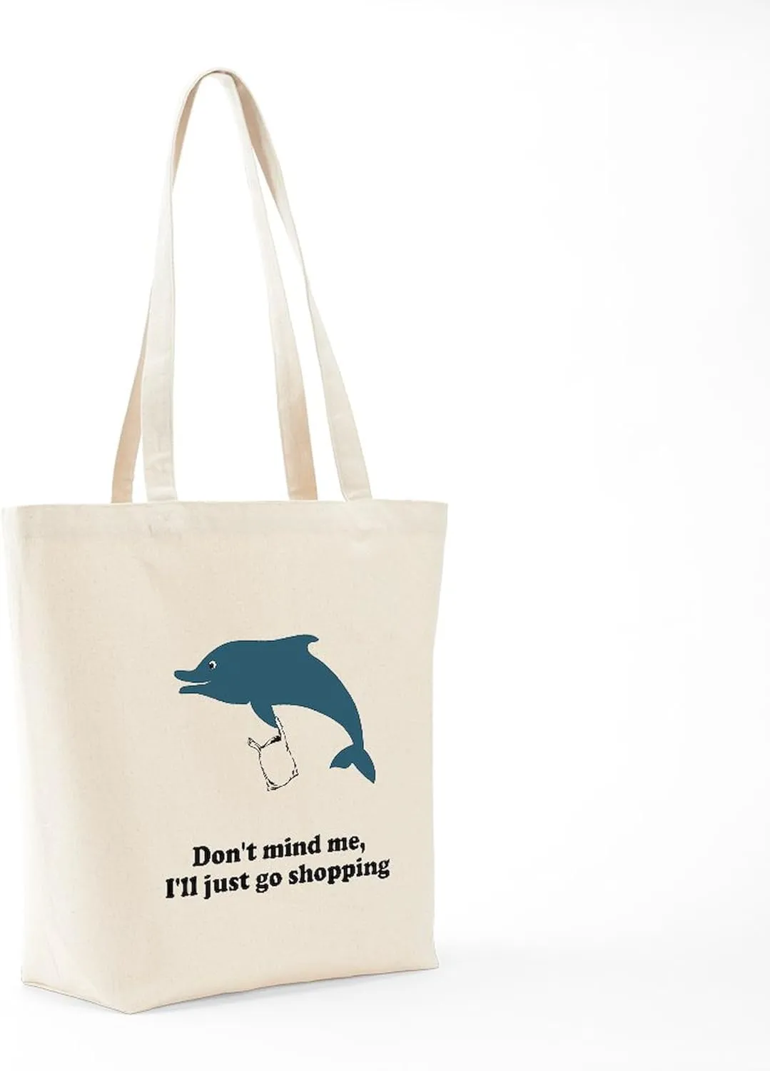 CafePress Dolphins Plastic Bags Shirt F Tote Bag Natural Canvas Tote Bag, Reusable Shopping Bag