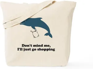 CafePress Dolphins Plastic Bags Shirt F Tote Bag Natural Canvas Tote Bag, Reusable Shopping Bag