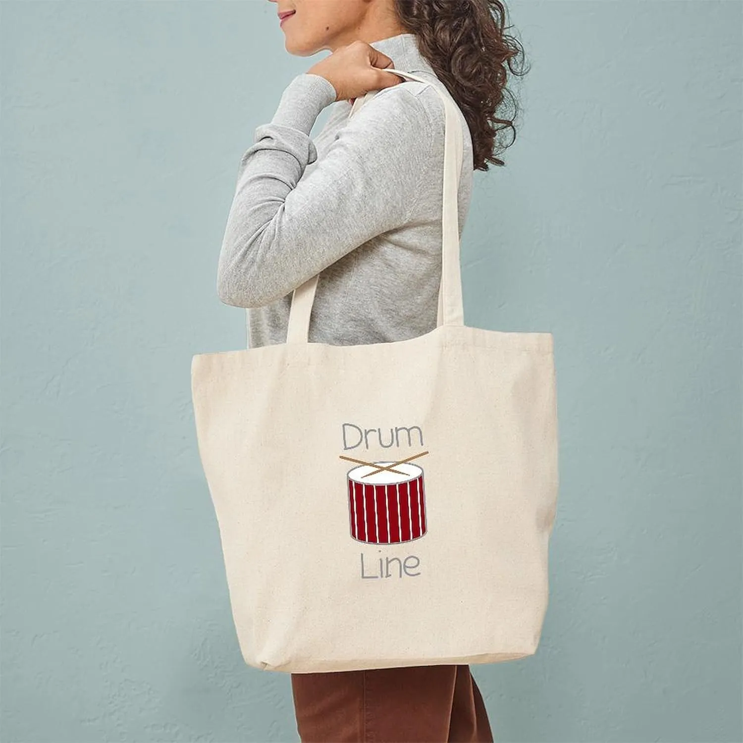 CafePress Drum Line Tote Bag Reusable Natural Beige Canvas Shopping Bag