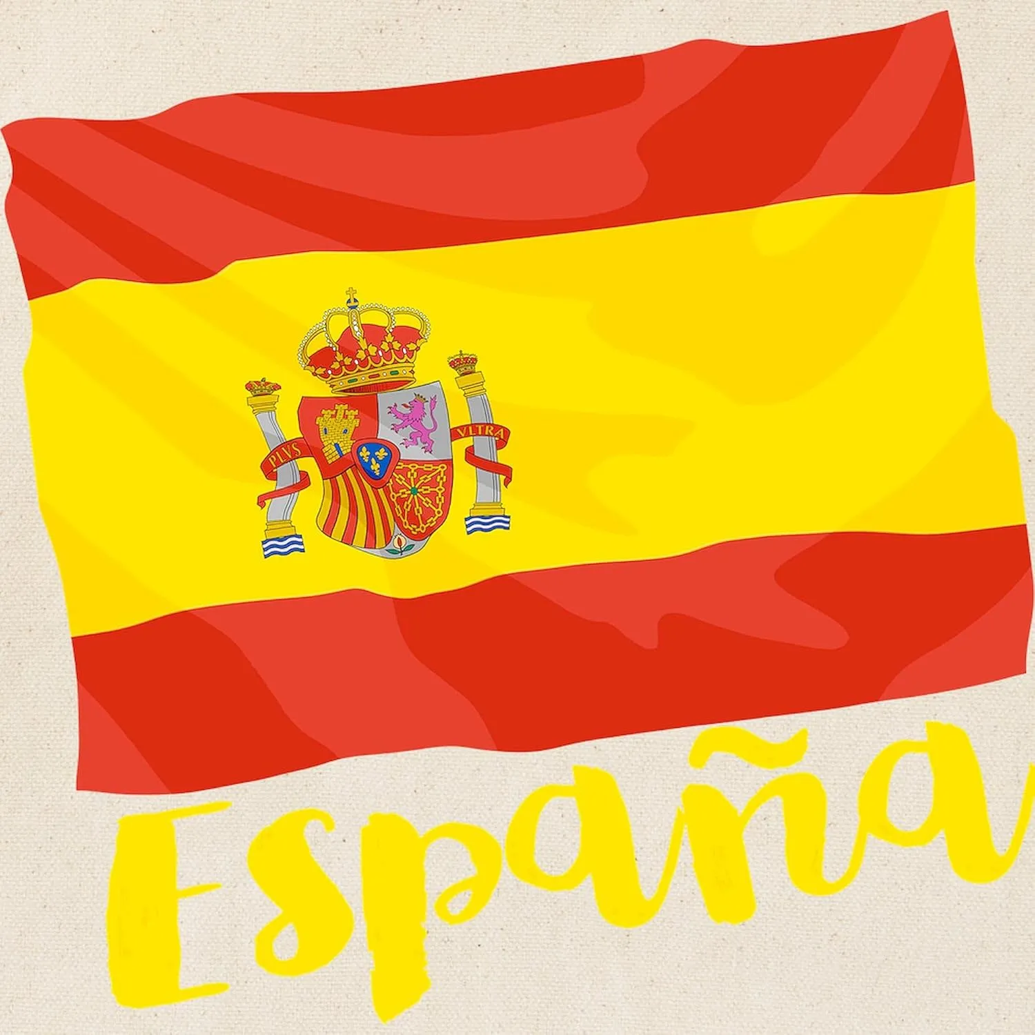CafePress Espana Spanish Flag Tote Bag Reusable Natural Beige Canvas Shopping Bag