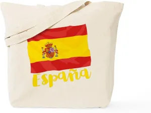 CafePress Espana Spanish Flag Tote Bag Reusable Natural Beige Canvas Shopping Bag
