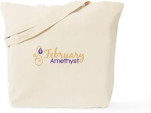 CafePress February Amethyst Tote Bag Reusable Natural Beige Canvas Shopping Bag