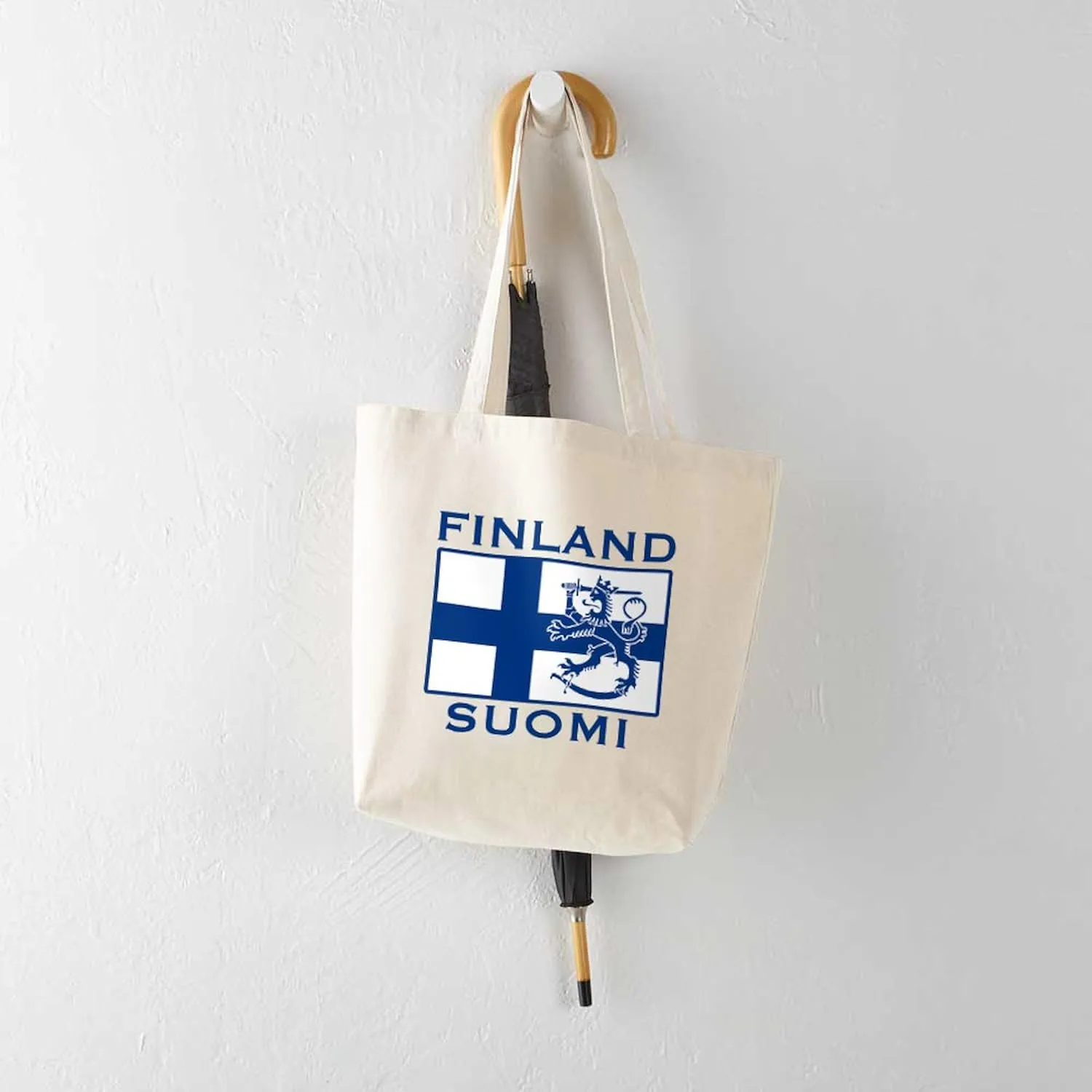 CafePress Finland Suomi Flag Tote Bag Natural Canvas Tote Bag, Reusable Shopping Bag