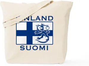 CafePress Finland Suomi Flag Tote Bag Natural Canvas Tote Bag, Reusable Shopping Bag