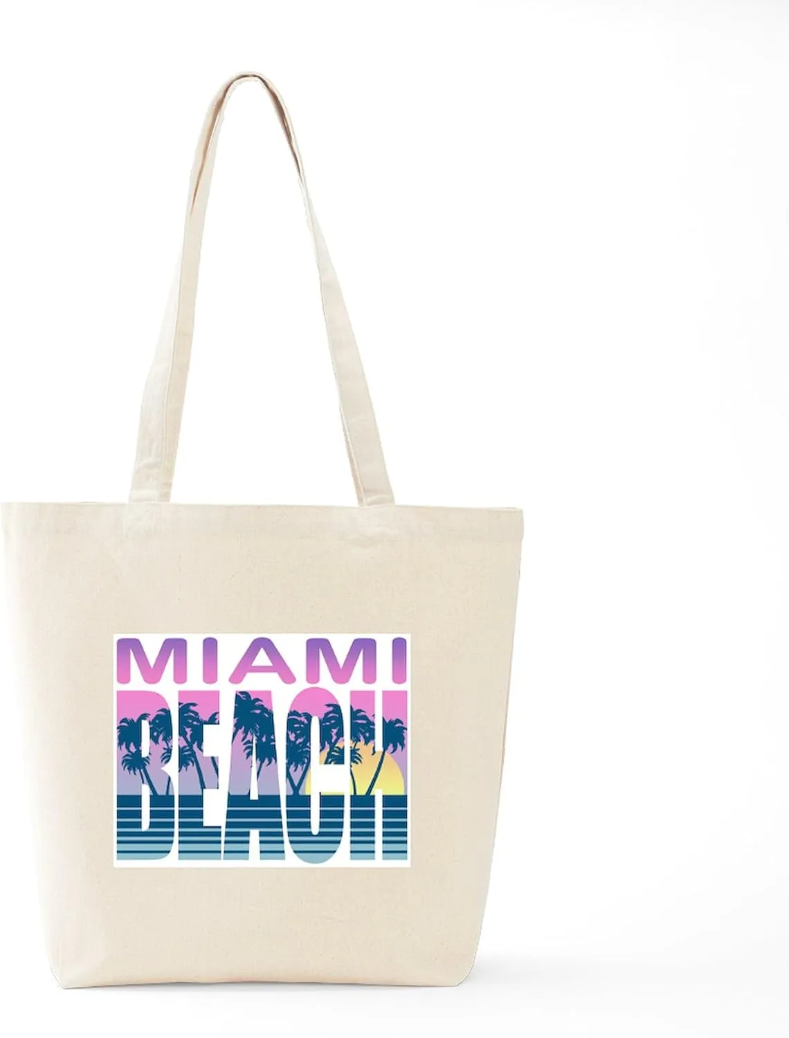 CafePress Miami Beach Tote Bag Reusable Natural Beige Canvas Shopping Bag