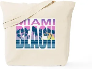 CafePress Miami Beach Tote Bag Reusable Natural Beige Canvas Shopping Bag