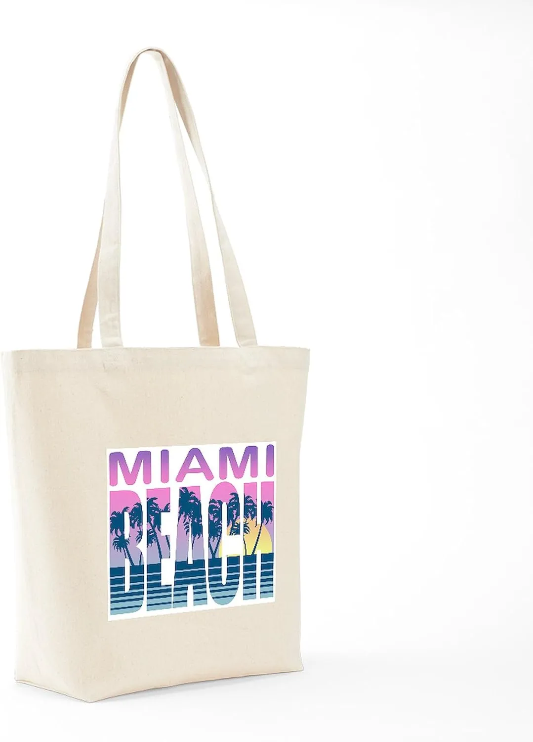 CafePress Miami Beach Tote Bag Reusable Natural Beige Canvas Shopping Bag