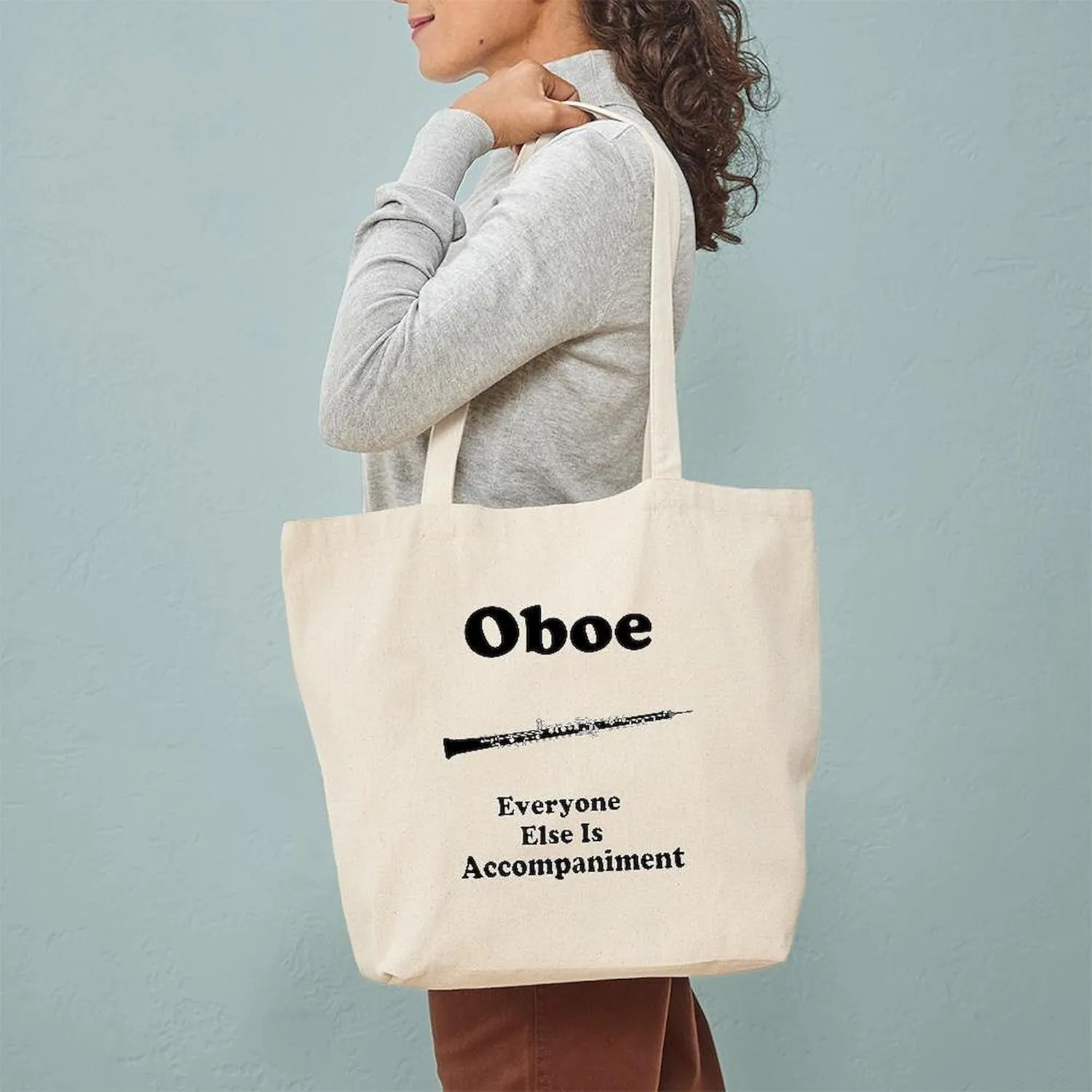 CafePress Oboe Music Joke Tote Bag Reusable Natural Beige Canvas Shopping Bag