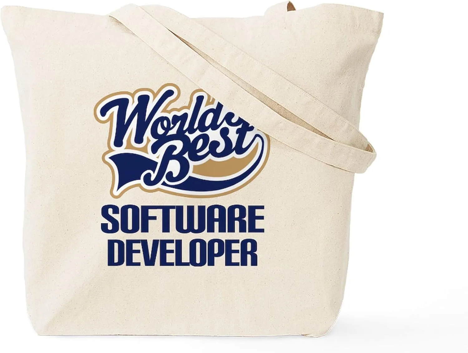 CafePress Software Developer (Worlds Best) Tote Bag Reusable Natural Beige Canvas Shopping Bag