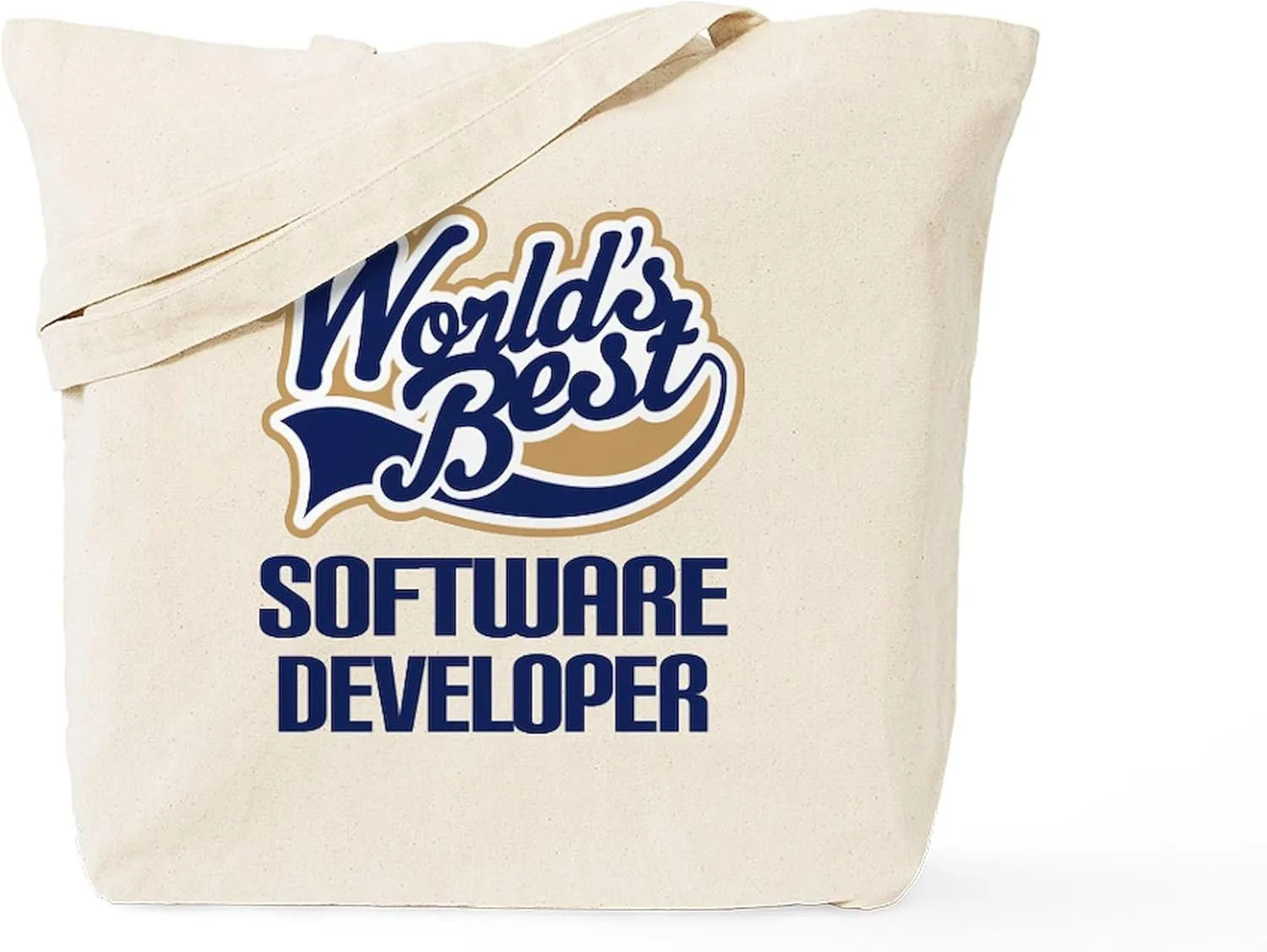 CafePress Software Developer (Worlds Best) Tote Bag Reusable Natural Beige Canvas Shopping Bag