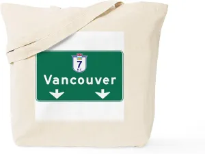 CafePress Vancouver, Canada Hwy Sign Tote Bag Reusable Natural Beige Canvas Shopping Bag